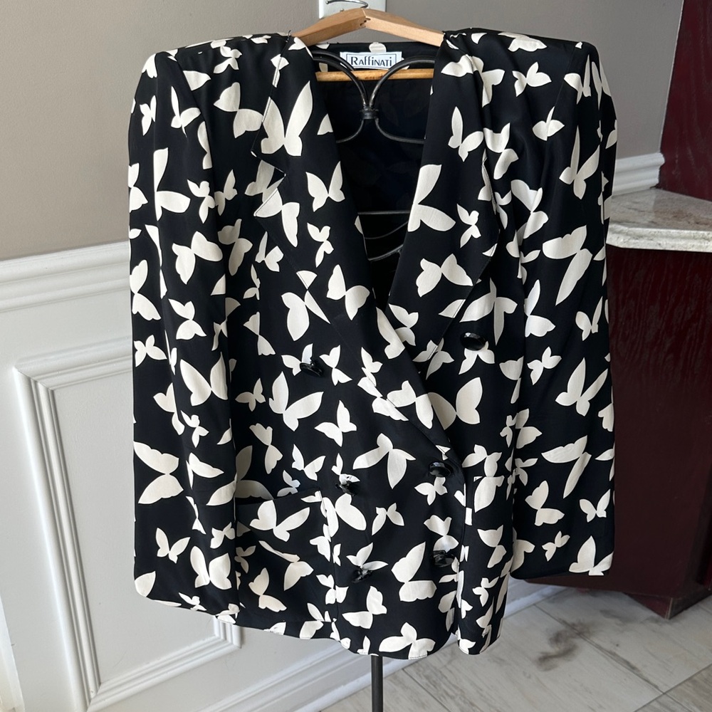 Raffinati Black and White Butterfly Blazer/
